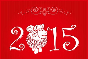 Funny sheep happy new year 2015 red wallpaper
